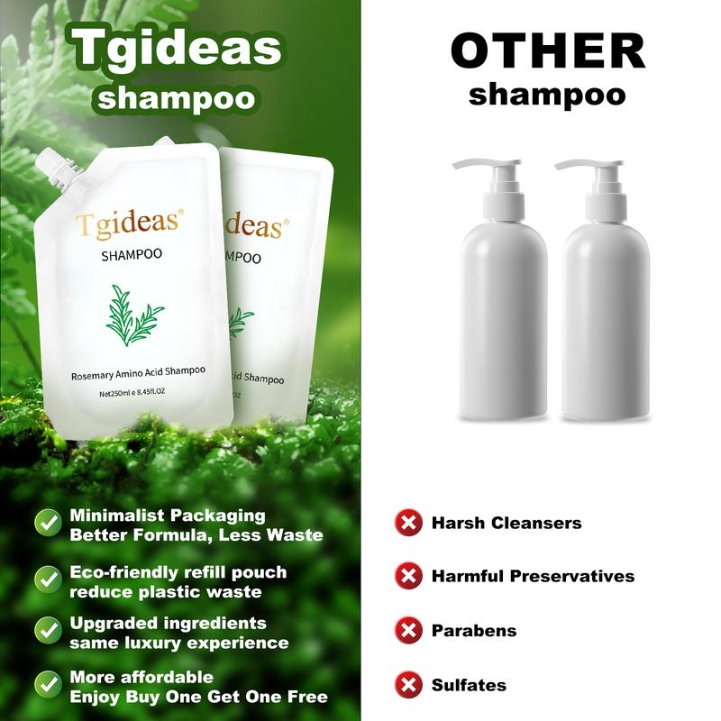 【 Buy 1-Get 1 Free!】Tgideas Anti-Hair Fall Hair Loss Treatment Shampoo Oil Control Anti Dandruff Haircare Rosemary Zinc PCA Help Hair Growth Amino Acid Hydrolyzed Protein Repair Reduce Hair Loss Scalp Cleanser Conditioner 250ML Gentle Smoother