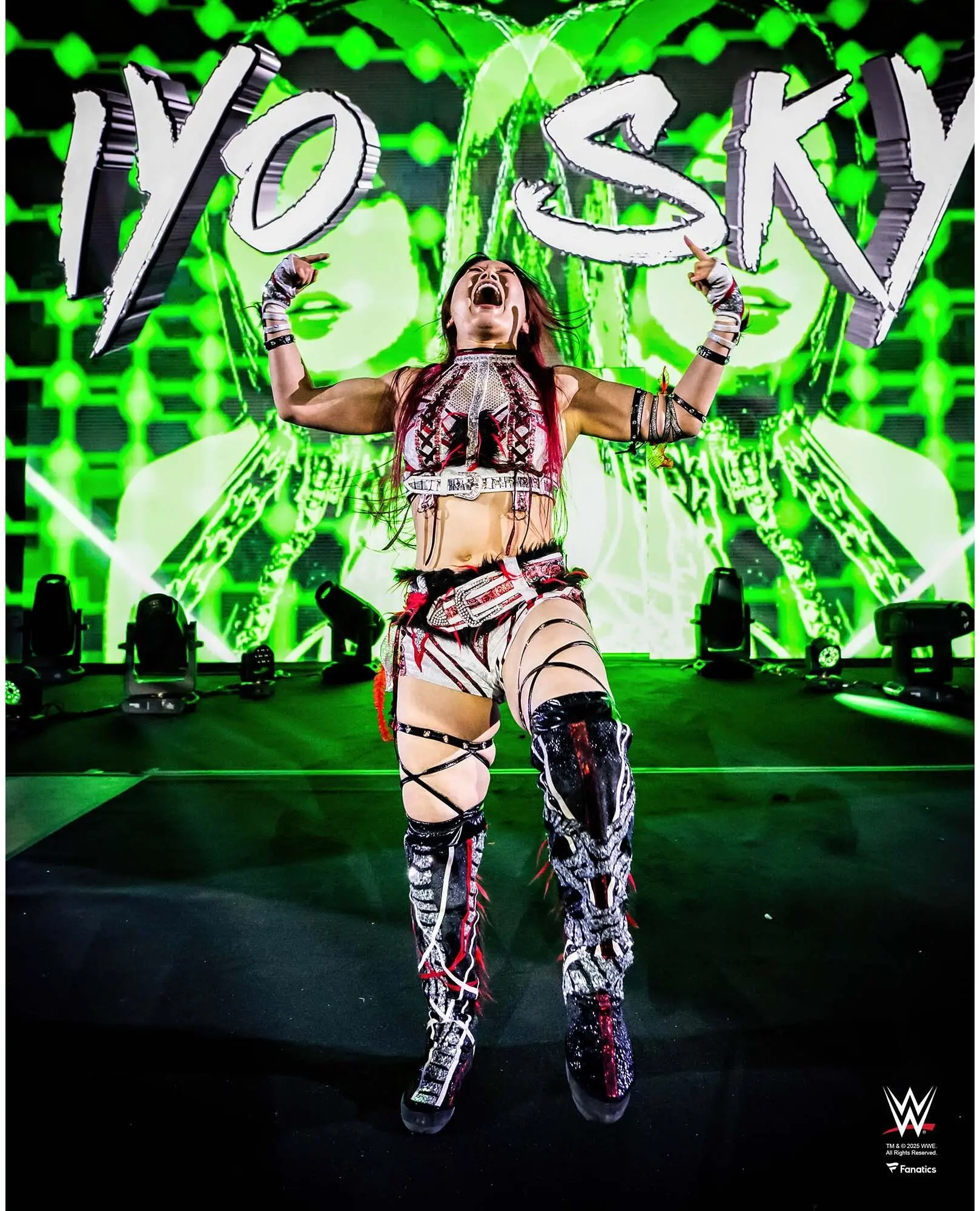 Iyo Sky WWE Unsigned Double Finger Point Entrance Photograph