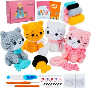 Crochet Kit for Beginners -  Crochet Kit with Step-by-Step Video Tutorials, Learn to Crochet Kits for Adults and , 4 count Crochet   with Hat, , Fish Crocheting Set
