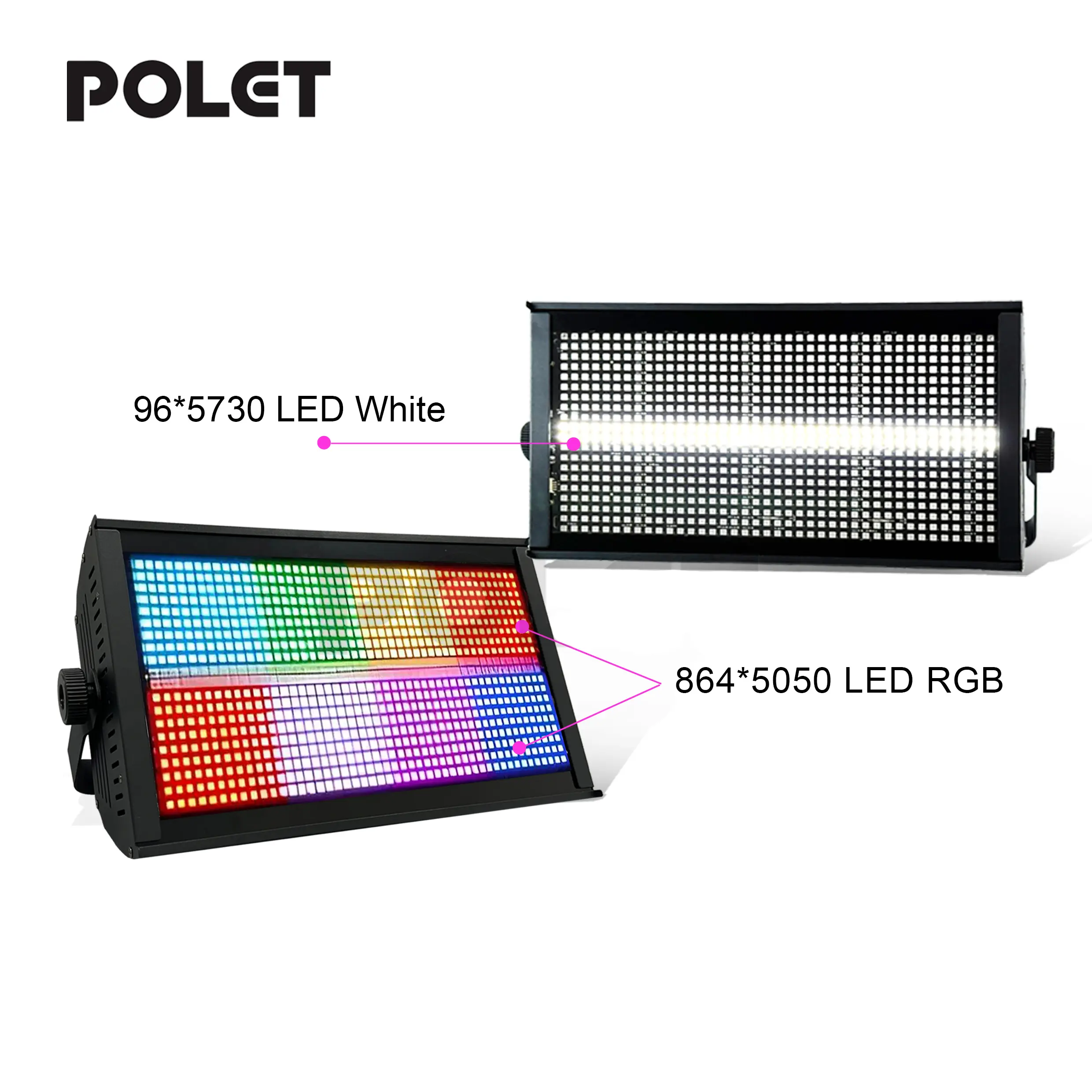 POLET 200W LEDRGBW 4in1 8+8 Partition Strobe Light White 8000K DMX512 Bright Dj Wash Wedding Bar Strobe Stage Lighting Effects