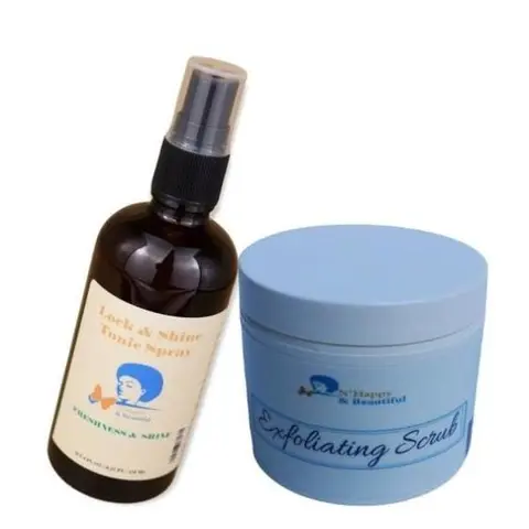 Scalp Care Restorative Duo Exfoliating Scrub & Tonic Spray for Purifying Soothing and Revitalizing Scalp with Chamomile Calendula and Tea Tree Extracts
