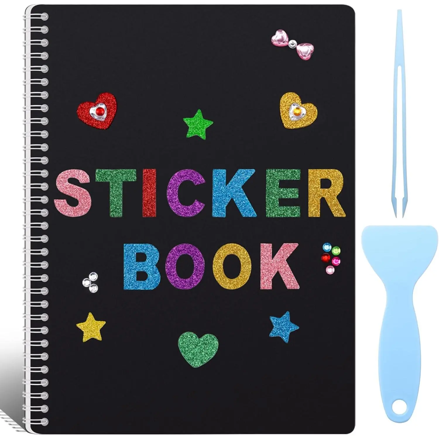 Large  Sticker Book Collecting Album, 8.5x11 Inch Sticker Storage Collection Organizer Book with 40 Sheets Blank Release Paper, Letter &  Cover Stickers and Tools