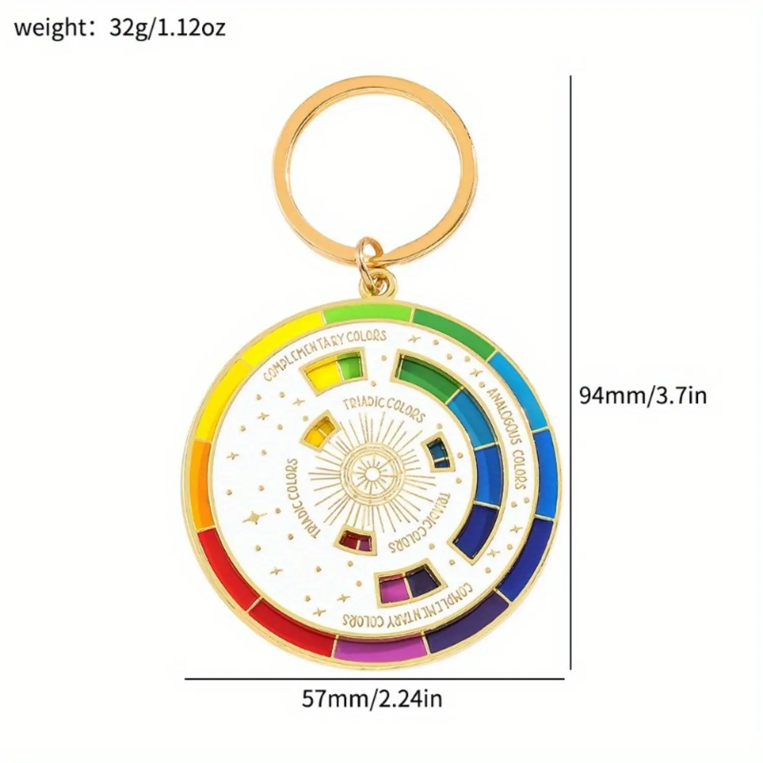 Creative Artist Palette Keychain, Metal Split Key Ring with Rainbow Color Wheel, Art Themed Daily Accessory for Artists & Art Lovers, Cool Keychains, Split Ring, Basic, Round Shape, Slogan, Zinc Alloy, Fashionable Alloy Keychain, Split Rings