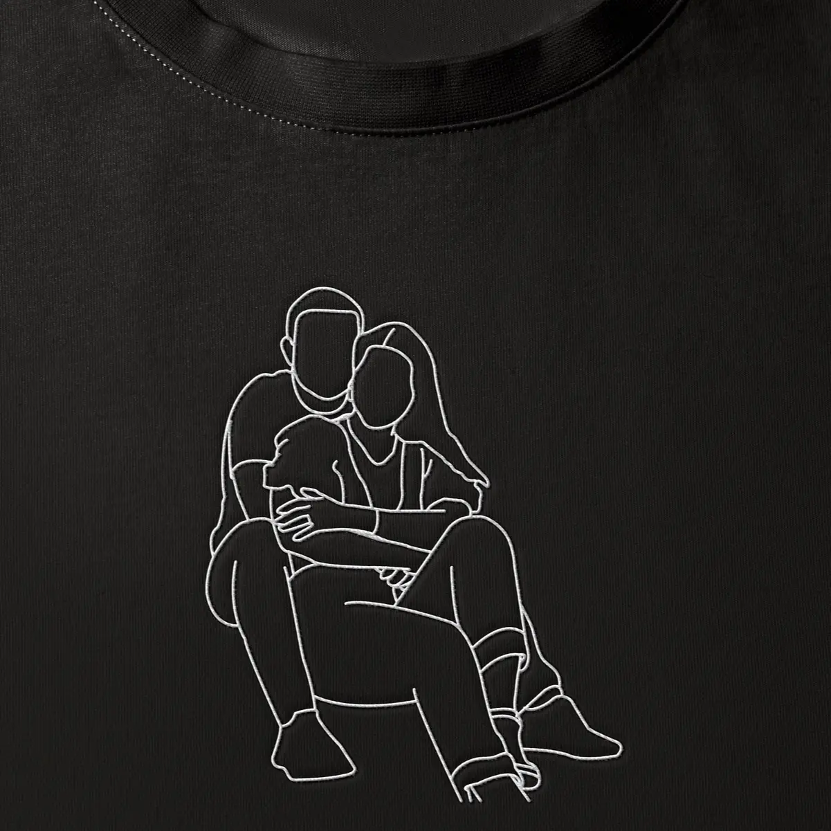 Custom Portrait from Photo Embroidered Sweatshirt Family Portrait Couples Portrait Personalized Wedding Anniversary Valentines Day Gift