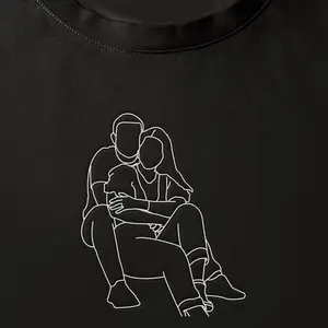 Custom Portrait from Photo Embroidered Sweatshirt Family Portrait Couples Portrait Personalized Wedding Anniversary Valentines Day Gift