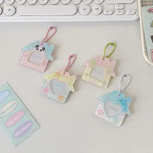 Mini House Hard Card Holder, Cute Keychain Student ID Display Rack, Plastic Material, Ideal for Nursing Students Daily Use & Gifts