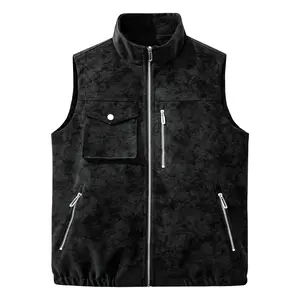 Men's Outdoor Motorcycle PU Leather Vest Jacket Sleeveless Racing Sport Coat Black Spring Summer