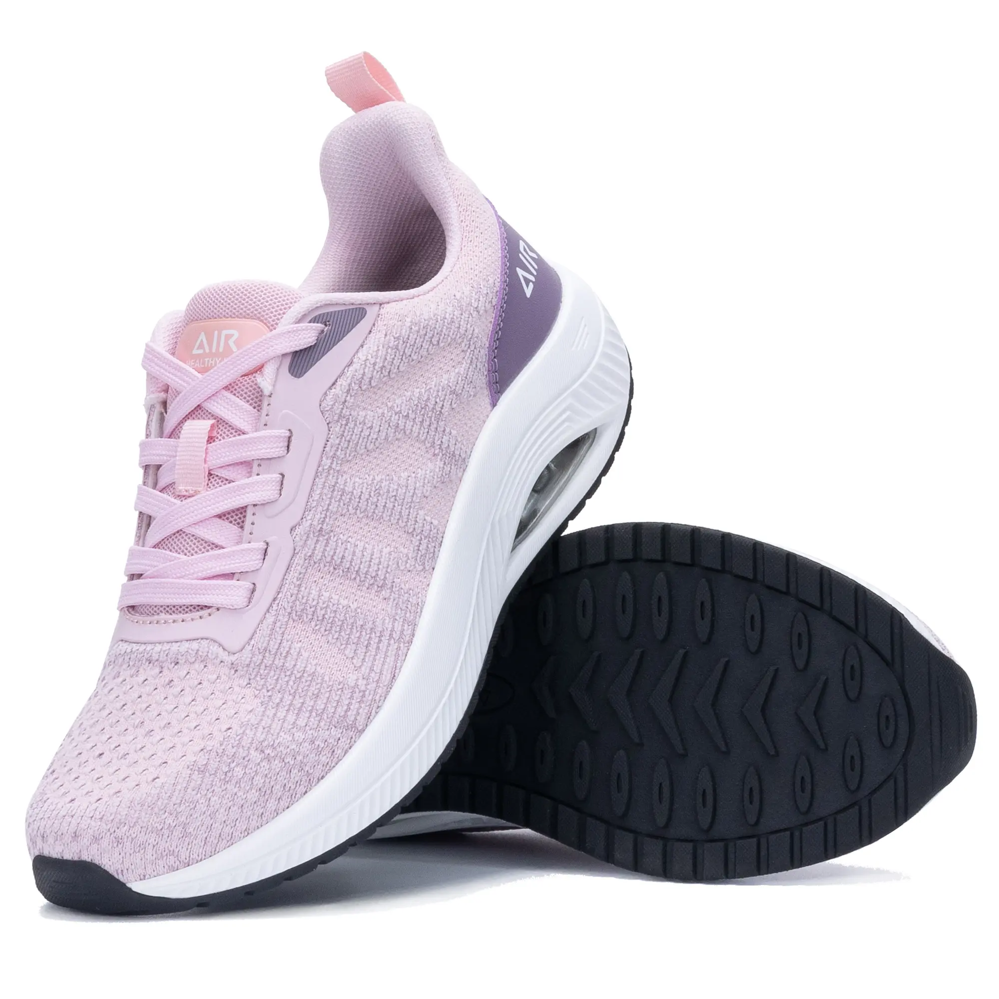 AOV Women's Breathable Casual All-Season Arch Support Walking Sneakers - Lightweight Knit Slip-On Shoes with Air Cushion, Wide Toe Box, Adjustable Straps, Pressure-Alleviating Design
