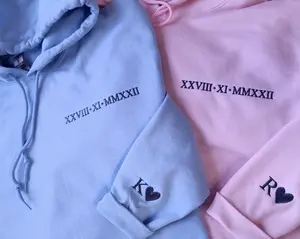 Roman Numeral Hoodie, Custom Embroidered Anniversary Hoody, GF BF Matching Couple Sweatshirt, Personalised Initial Memorial Date Wife Jumper, matching hoodies, anniversary gift for him, boyfriend gifts, MSG me for custom