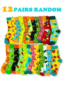 Unisex Fruit Design Mid-Calf Socks, Casual Daily Socks, Soft Polyester Blend, Comfortable Winter Footwear, Perfect Gift for Family & Friends