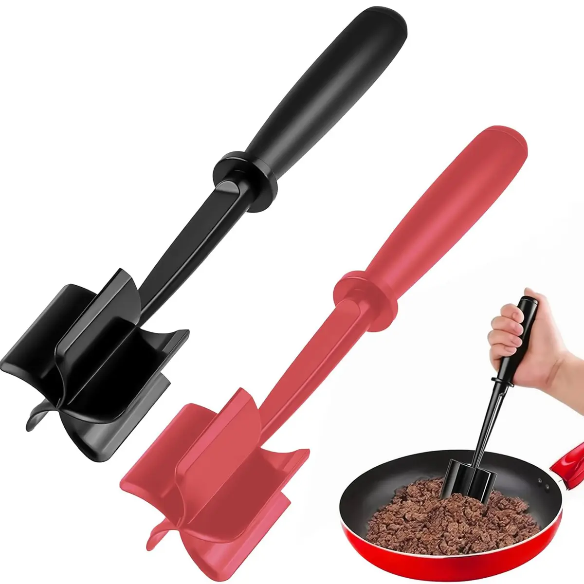Meat Chopper Hamburger Masher Heat Resistant Nylon Tool for Cooking | Meat Chopper, Hamburger Masher, Premium Heat Resistant Smasher for Ground Beef, Burger Chopper Nylon Potato Mix Tool