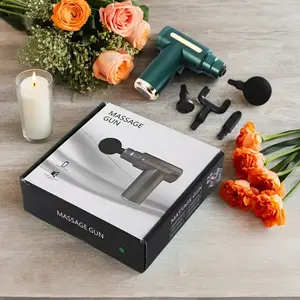 Portable electric massage gun, mini massage gun, 1200mAh rechargeable lithium battery, 4 accessories, 6-speed deep tissue massage, suitable for the body, USB charging, essential for travel Black equipment fitness post-workout relaxation tech neck relief