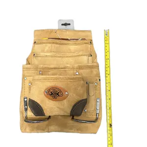 Right Tool Professional Leather Tool Pouch Apron for Construction 10 Pockets Total Durable Storage Space Essential Workwear Collection