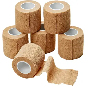Self Adherent Cohesive Wrap Bandages 2 Inches X 5 Yards 6 Count (Skin Color)