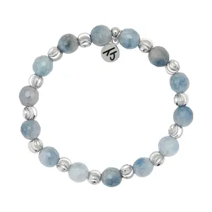 Harmony Collection- Silver with Aquamarine Jade Gemstone Bracelet