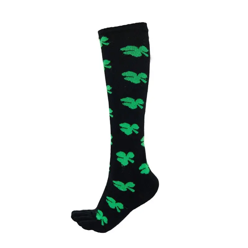 Clover Pattern Knee High Socks (Toe Socks) Clover Pattern Knee High Socks (Toe Socks)