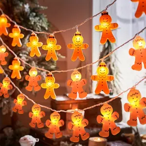 20 LED Christmas Gingerbread Man String Lights, Battery Operated (no Batteries Included), Home Decor for Bedroom Walls Doors Trees Tables Parties