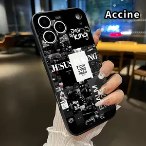 Straight Edge Phone Case Compatible for iPhone 17 Pro Max Air Jesus Design Pattern Rugged Durable Shockproof Anti-Scratch Soft Silicone Case
