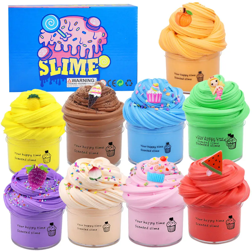 NOMI 9-Pack 9-Fun Mini Kits Cake Butter Slime Set, Soft Slime Squares Stress Relief Toys, Sensory Activities Gift Set for Girls, Party Favors