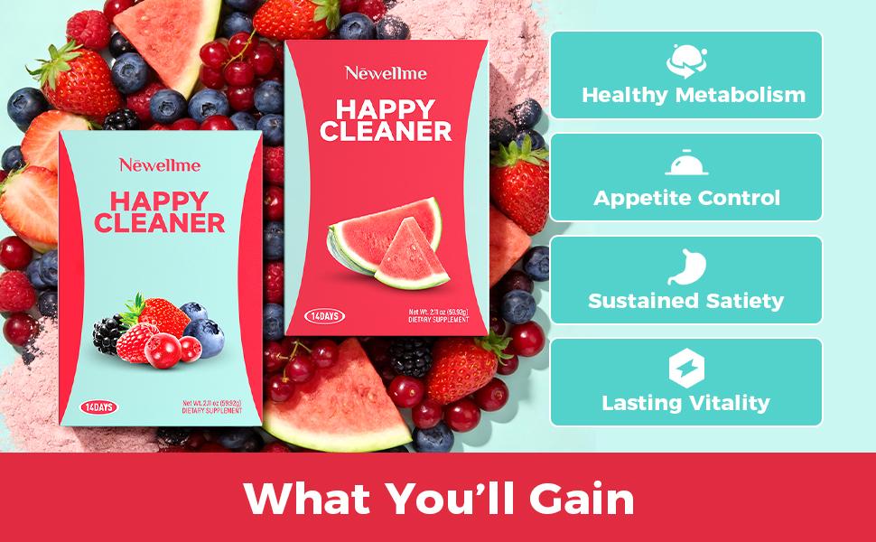 Newellme Happy Cleaner Watermelon Powder Probiotic for Gut Health Digestive Enzymes & Moringa Immunity Support Dietary Supplement