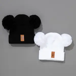 2pcs Cute Cartoon Baby Boys Hats Soft Warm Knitted Beanies For Toddler Children Kids Girls Autumn Winter Caps Headwraps Headwear