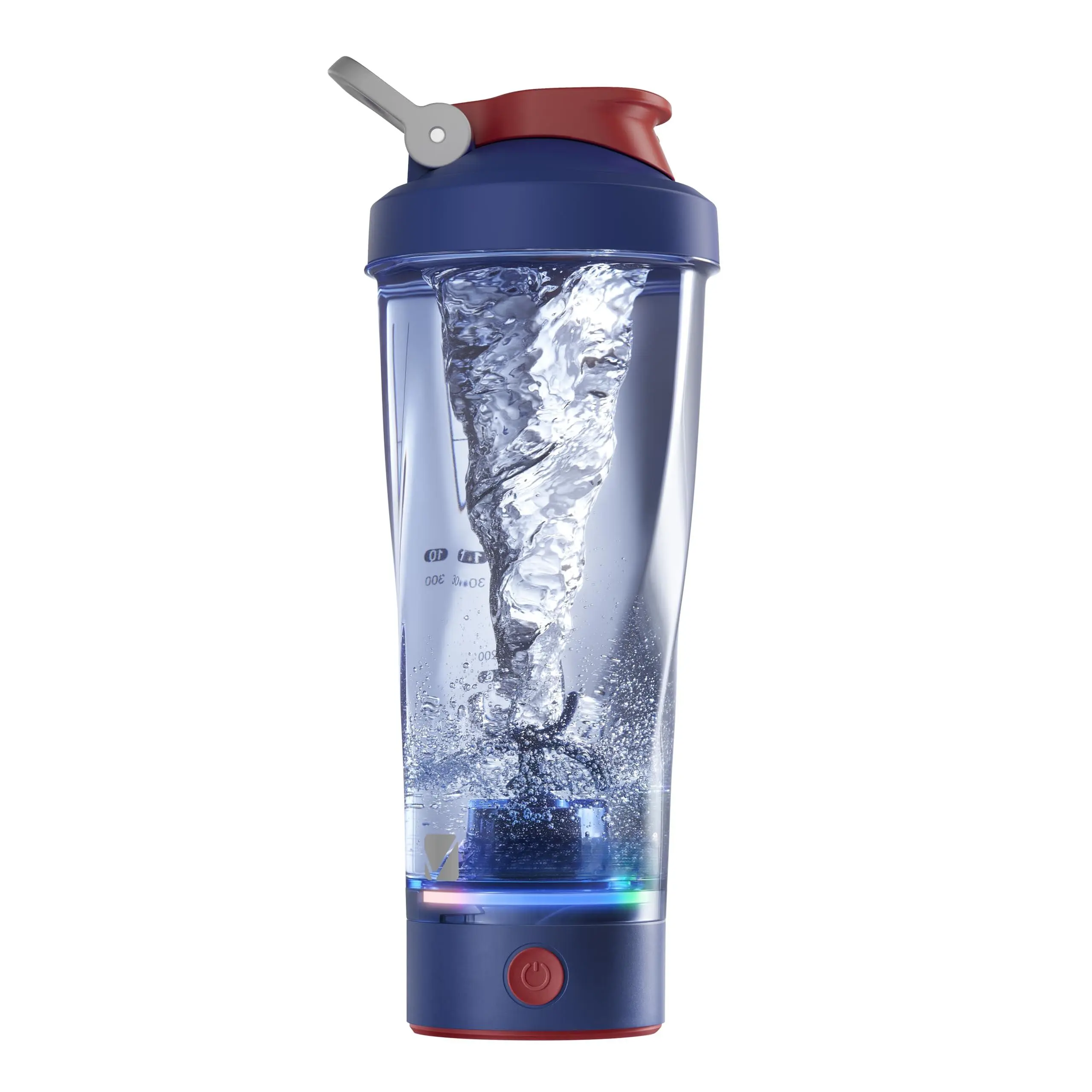 Electric Shaker Bottle - Vortexboost Portable Usb C Rechargeable Protein Shake Mixer  Cups For Shakes Bpa Free Waterproof Colored Light Base 24 Oz (power Blue)
