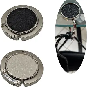 2 Pack Bling Foldable Purse Hooks for Table & Desk | Women's Handbag Hangers | Anti-Slip & Portable |  for Dining Out & Office Use | Mixed Color (Black & White)