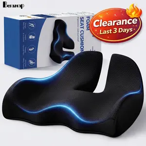 【Clearance Sale】Benazcap Non-Slip Ergonomic Memory Foam Seat Cushion for Office Gaming Chair & Car,Pressure Sciatica Pain for Long Drives,Washable Cover, Back & Leg Support, Ideal Gift