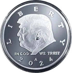 Donald Trump 2024 Silver Coin with Certificate of Authenticity President Coin Collectors Edition 38mm x 2mm Silver Plated