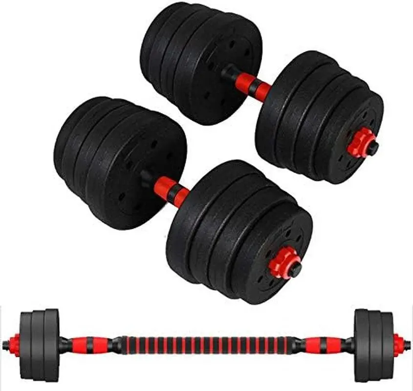 Unisex 2-in-1 Barbell+Dumbbells Set (88LB/66LB/44LB) with Adjustable Weight Connecting Rod, Home Gym Workout Exercise Equipment for Weight Training