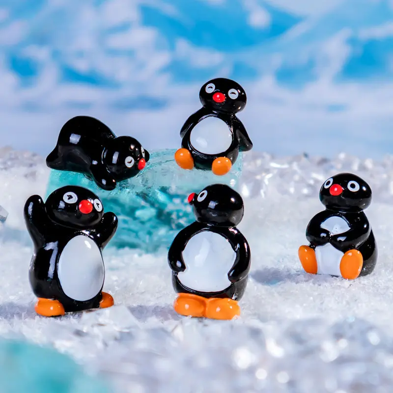 Micro Landscape Penguin Animal Figurine Statues Decoration Ornament Ecological Bottle Animal Resin DIY Craft Material Accessories