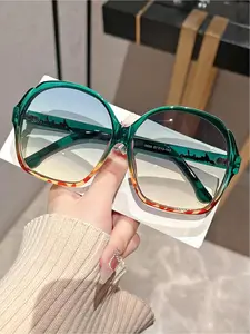 Unisex Fashionable Tinted Lens Oversized Round Frame Sunglasses, Trendy Casual Sunglasses for Everyday Use, Fashion Accessories for Outdoor Activities, Modern Sunglasses