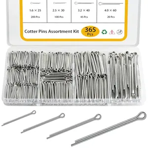 Cotter Pin Assortment Kit 365 count, 304 Stainless Steel 4 Sizes Cotter Pins, Hardware Pins for Automotive Trailer Lawnmower  Farm Tractor