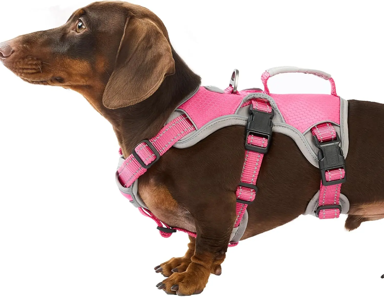 Escape Proof Dog Harness, Escape Artist Harness, Reflective Dog Harness with Handle, Durable,Adjustable Vest for Small Medium Large Dogs Walking, Training, and Running Gear(Rose Red, S)