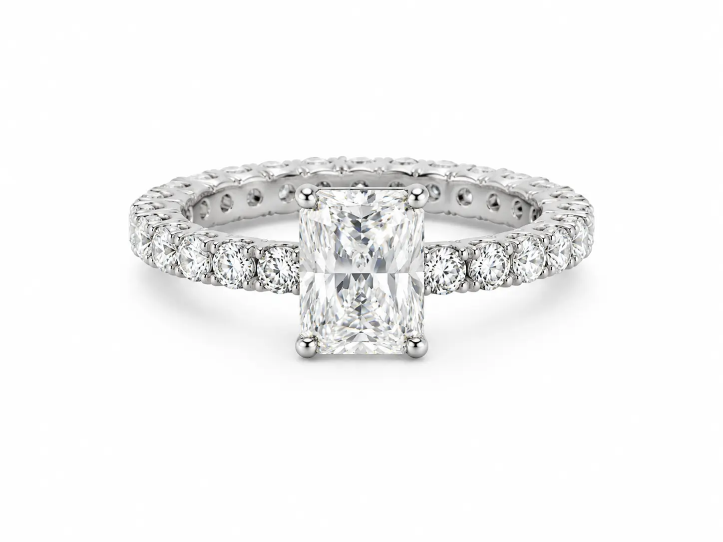 925 Sterling Silver Radiant Cut Moissanite TCW 3.68 Full Eternity Engagement Ring