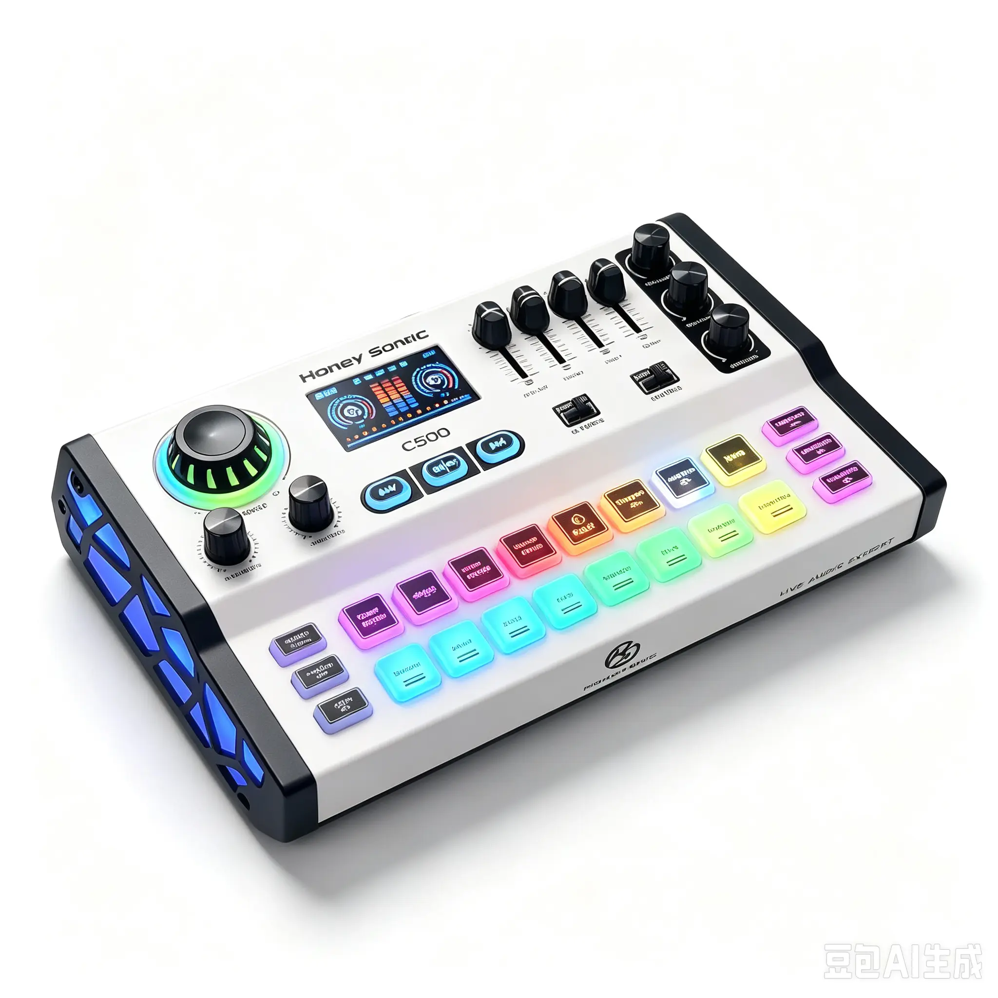 Audio Music Controller with RGB Lighting, Multiple Knobs for Enhanced Performance