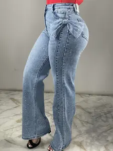 Coquette Bow Rhinestone Jeans - Straight Jeans