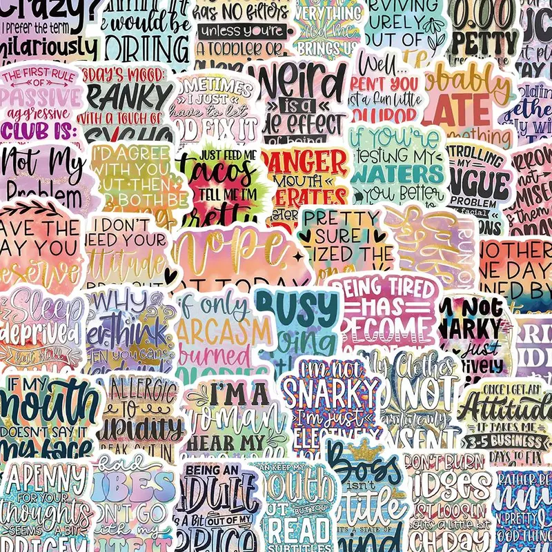 Sarcastic Slogan Stickers, 50pcs/1000pcs Creative English Phrase Stickers, DIY Decorative Stickers for Scrapbooking, Journaling and Gift Wrapping, Funny Sticker Sheets, Sticker Collage Pack, Sticker Packs