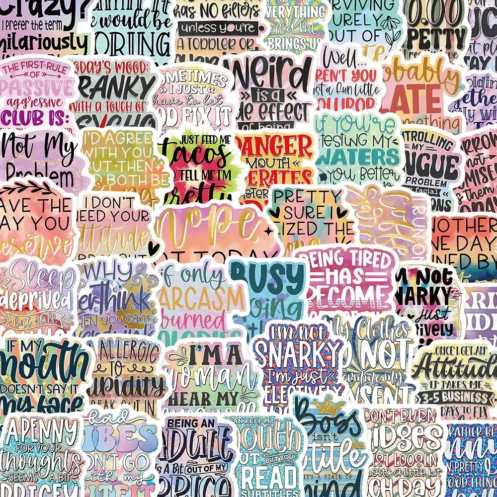 Sarcastic Slogan Sticker, 50pcs/1000pcs Creative English Phrase Sticker, DIY Decorative Sticker for Scrapbooking, Journaling, Gift Wrapping