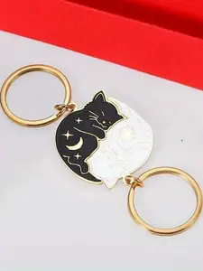 Cute Cartoon Cat Keychain Set, Charming Cat Pendants, Perfect Gift for Couples and Friends, Thoughtful Gift, 2 Piece Keyring Collection