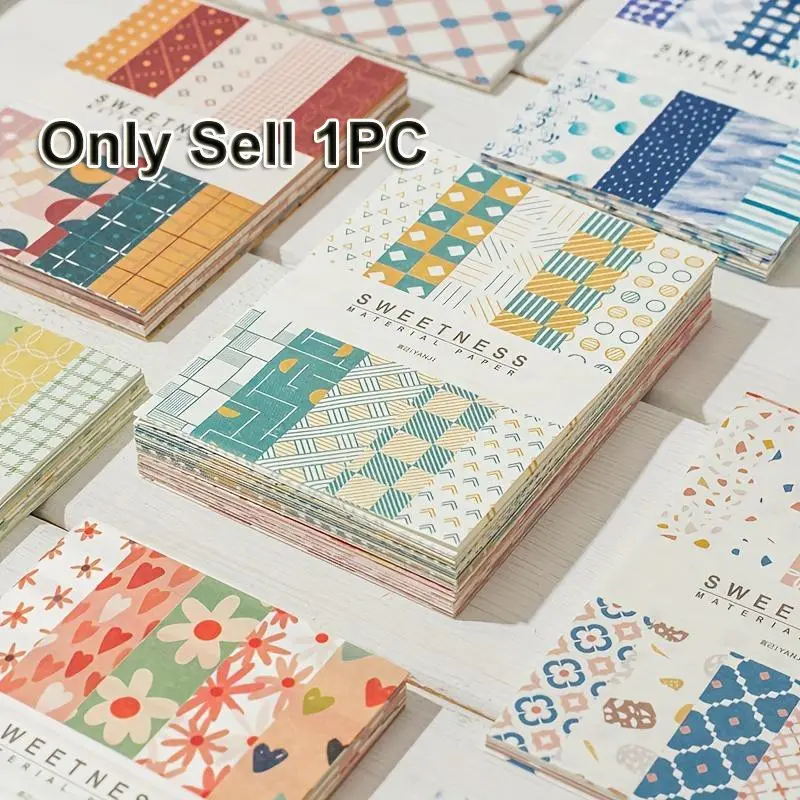 50 Sheets/1Pad Vintage Scrapbook Paper Journaling Scrapbooking Supplies Kit Aesthetic Decorative Patterns DIY Craft Paper