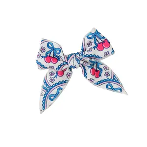 Cherry CLIP BOW - Soft Textured Bullet Fabric with Sturdy Alligator Clip for Side Parts Ponytails and Sweet Hairstyles