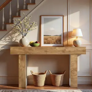 63'' Long Console Table Farmhouse Entryway Table with Storage Native Wood Grain Tree Scars Wooden Rectangular Sofa Table Behind Couch for Entrance Hallway Living Room Foyer Natural Wood, Living Room Furniture for Apartment, Lounge