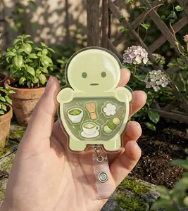 Smiski Matcha Shaker Badge Reel, Kawaii Nurse Shaker Badge Holder, Smiski Inspired Nurse Accessories, Matcha Tea Lover, Smiski Office Decor