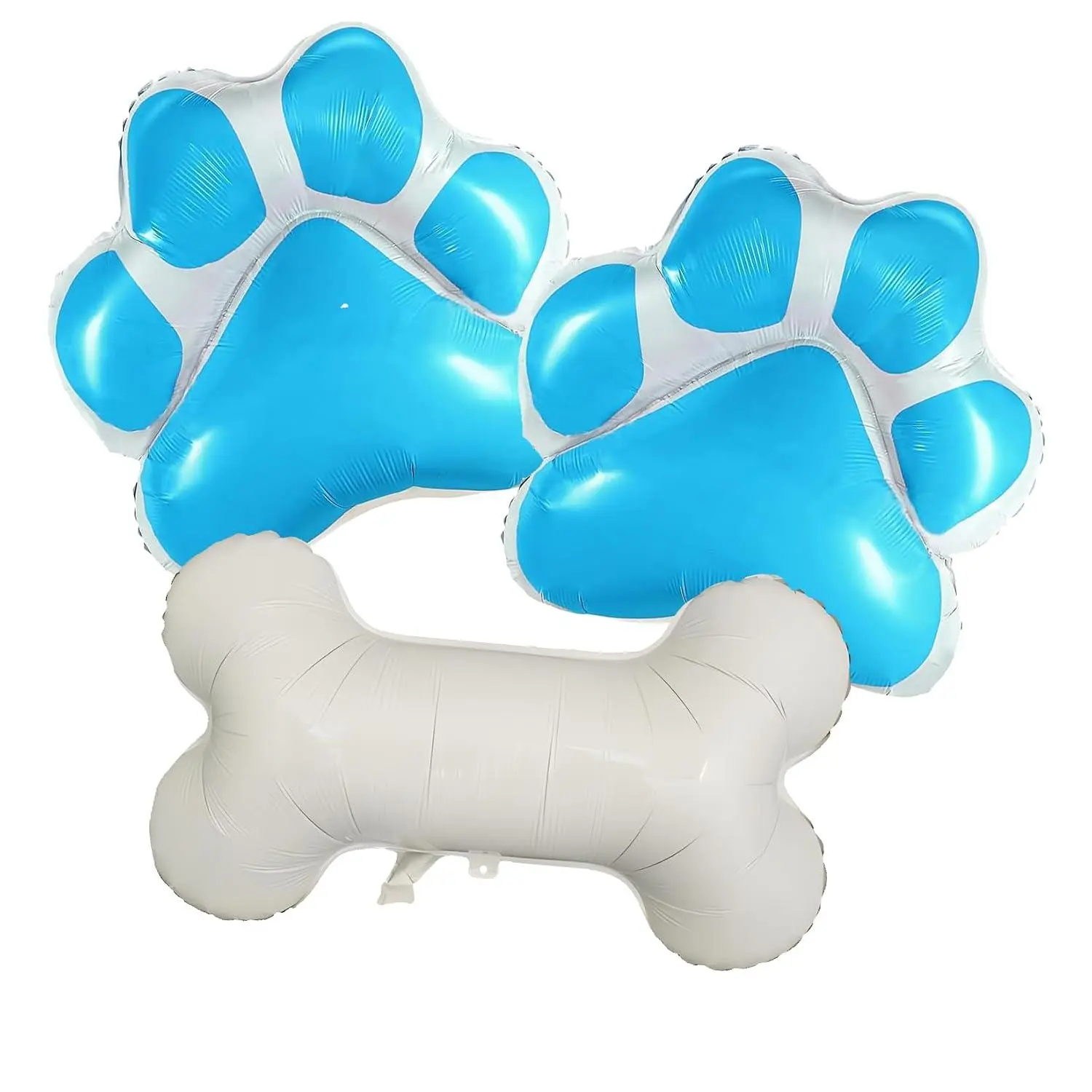 3 Pcs Dog Party Balloons With 2Pcs Light Blue Paw And 1Pcs Bone Shaped For Baby Shower Kids Birthday Pets Decoration (Light Blue)