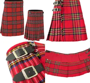Men's 8 Yard Scottish Tartan Highland Wedding Kilt Royal Stewart USA Stock Menswear Traditional Acrylic Belt