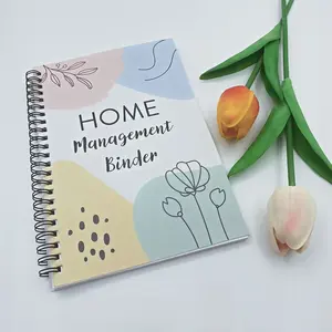 Spiral Bound Home Management Notebook, 1 Count Floral Pattern Family Management Handbook, Personal Organizer for Home Office