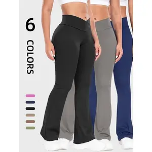Women’s solid flared pants—casual, comfortable high-waisted bell-bottom trousers for daily wear and going out; ladies’ flared bottoms suitable for all seasons; an essential everyday jersey piece for women’s wardrobes.