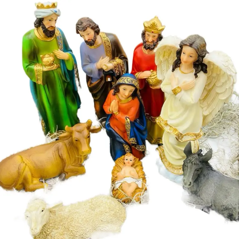 11-Piece 8.5in Religious Decoration Angel Nativity Scene Set - Brand-New Nacimiento Completo, 12in Tall Figurines & Miniatures, Indoor Home Decor (House Not Included), 12 Inches, Indoor Decor