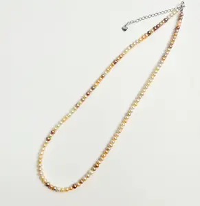 【Live】PEARLISM Candy Color Freshwater AK Pearl Necklace | 3-4mm mm White Color S925 Silver Adjustable- AFSN026